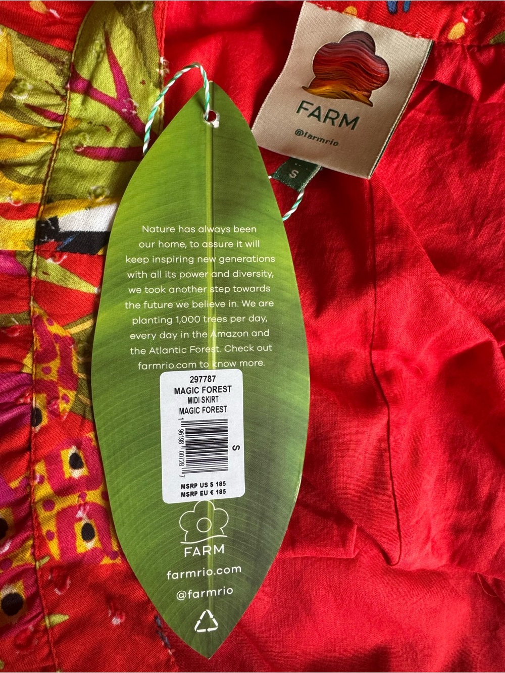 FARM Rio Red Multicolor Ruffle Tie-Front Crop Top - Picture 9 of 11